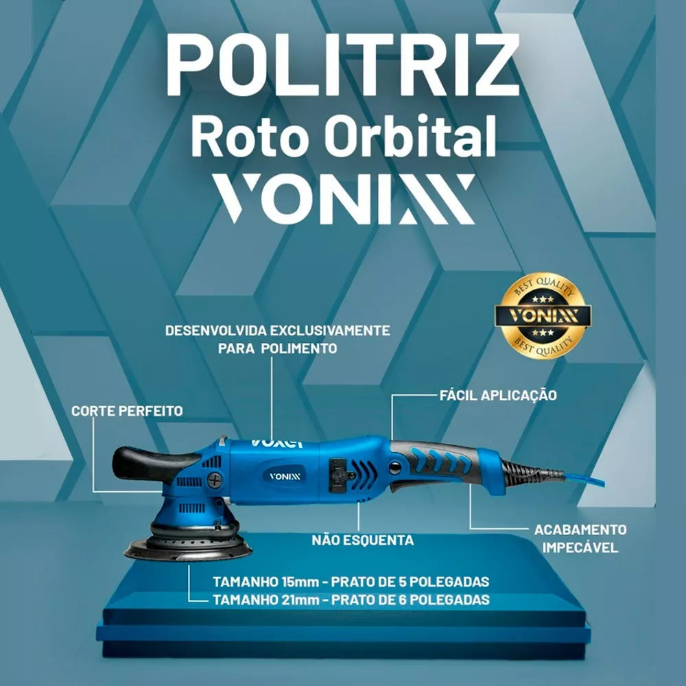 Politriz Orbital 5 Pol Vonixx Voxxer + Boinas e Kit de Produtos para Polimento