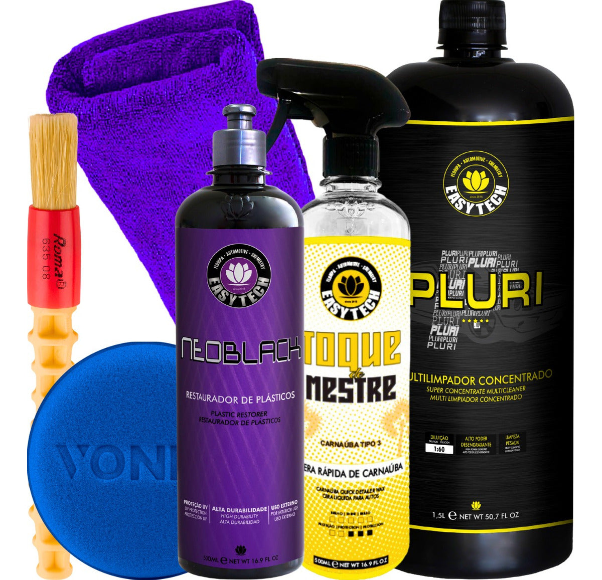 Kit Apc Multilimpador Cera Neoblack Renovador De Plástico