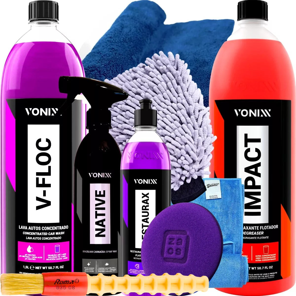 Kit Para Lavar Moto Shampoo Cera Luva Toalha Felpuda Vonixx